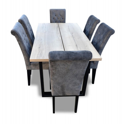 Klassische Set Esstisch + 6x Stühle Lehn Stuhl Garnitur Tische Esszimmer Gruppe