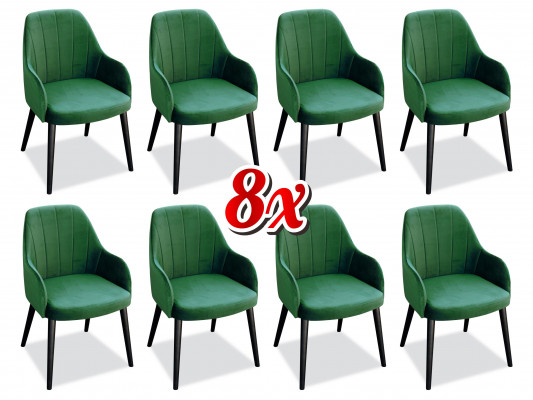 Esszimmer Stühle Stoff Set 8x Sessel Stuhl Designer Holz Textil Polster Stühle