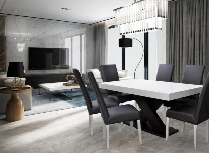 Esszimmer Set Vitrine Esstisch 6x Stuhl Garnitur Tisch Gruppe 7tlg. Set Modern