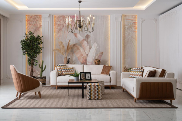 Stilvoll Sofagarnitur 3+2+1 Sitz Sessel Hochwertig Möbel Luxus Designen