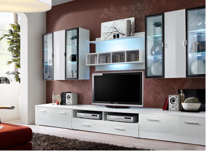 Wohnwand Designer TV-Ständer Wohnzimmer Einrichtung Holz Modern Möbel