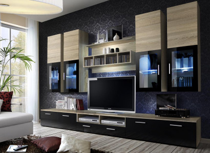 Wohnzimmer Komplett TV-Ständer Design Wandschrank Luxus Wohnwand Einrichtung Neu