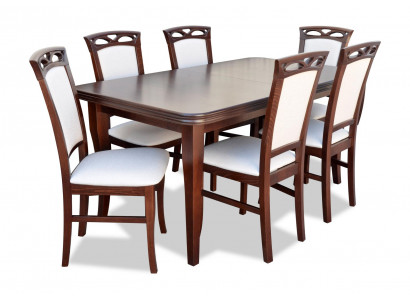 Klassischer Tisch Esstisch Esszimmer Holz Garnitur 6x Stuhl Set Stühle Lehn 7tlg