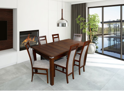 Tisch + 6 Stühle Design Esszimmer Garnitur Stuhl Set Essgarnituren Tische