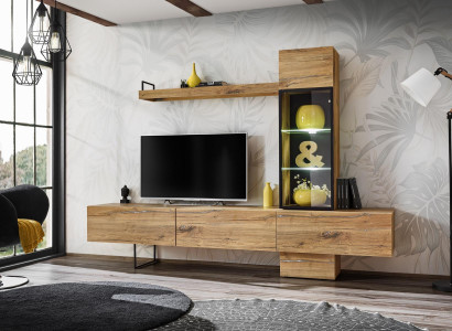 Wohnwand Designer Wohnzimmer Set Lowboard Wandregal TV-Ständer Neu Möbel