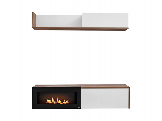 Wohnzimmer TV Ständer mit Kamin Wohnwand Wandregal Holz Möbel Neu