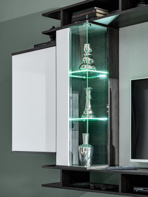 Modern Wohnwand Grau Designer Wohnzimmer Möbel Holz Wandschrank