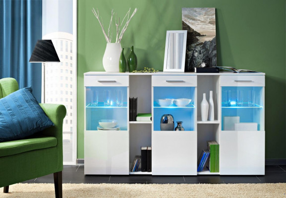Designer Neu Weiß Kommode Luxus Wohnzimmer Modern Holz Möbel