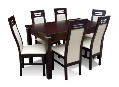 Holz Designer Ess Tisch + 6 Stühle Set Garnitur Zimmer Gruppe 7 tlg. Tische Neu