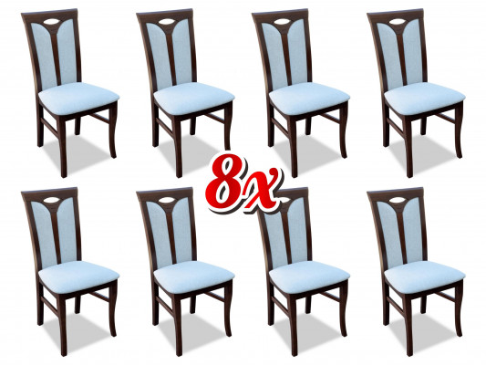 Lehnstuhl Garnitur Stühle Gastro Esszimmer Textil Stoff Set 8x Design Stuhl Holz
