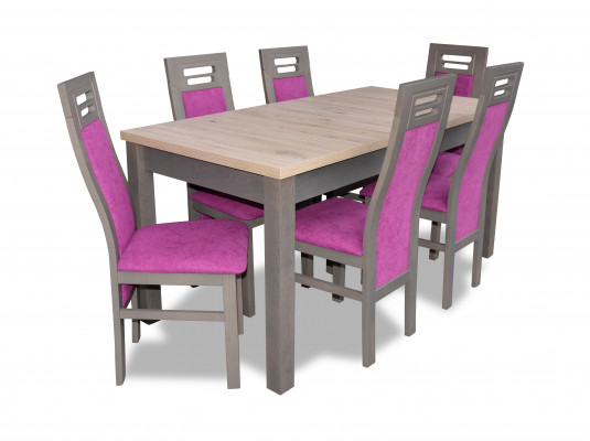 Moderne Esszimmer Holz Tisch Stuhl Garnitur Komplett Set 7 teiliges Set
