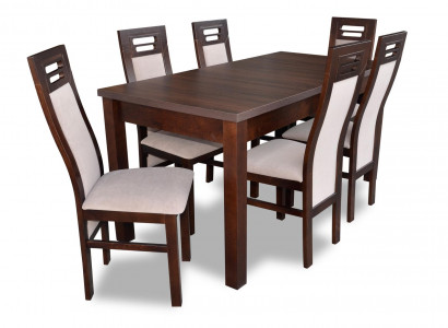 Holz Ess Tisch 6 Stühle Set Garnitur Zimmer Gruppe 7 tlg. Tische Lehnstühle Neu