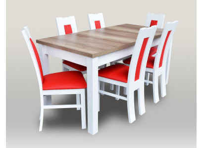 Esszimmer Set Garnitur 7 tlg. Rote 6x Sessel Stuhl Tisch Komplett Gruppe Lehn