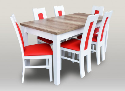 Esszimmer Set Garnitur 7 tlg. Rote 6x Sessel Stuhl Tisch Komplett Gruppe Lehn