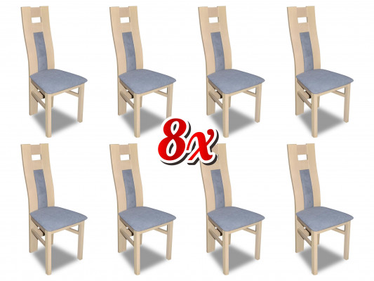 Garnitur Komplett 8x Designer Stuhl Set Esszimmer Lehn Polster Sitz Stühle Stoff