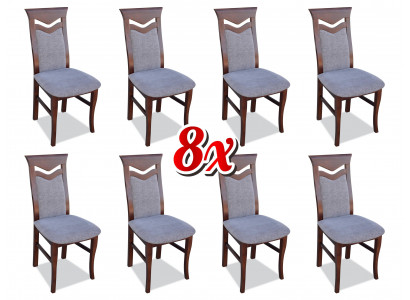 Designer Holz Polster Stühle Gastro Esszimmer Stoff Set 8x Sessel Textil Stuhl