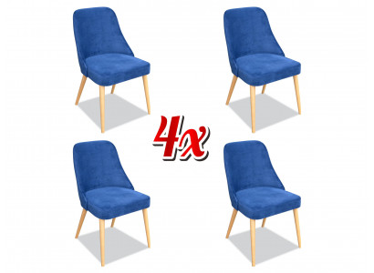 Elegant Modern Stuhl Holz Ess Zimmer Möbel Set 4x Stuhl Luxus Neu Blau Neu