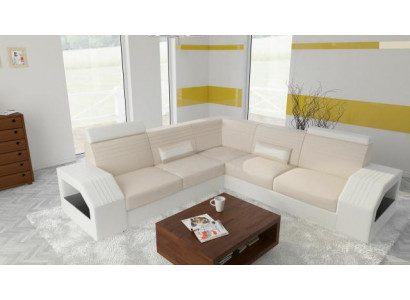 Designer Sofa Couch Ecksofa Leder Stoff Textil Polster Garnitur Wohnlandschaft