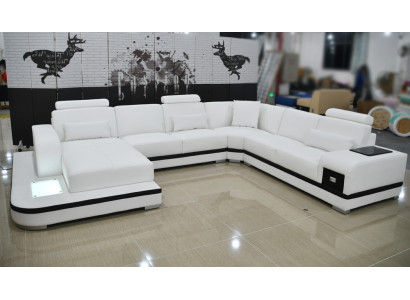 Design Ledersofa Sofa Modernes Polster Leder Ecksofa Couch Textil Wohnlandschaft