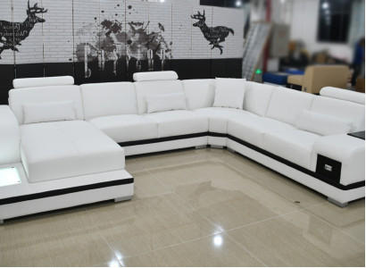 Design Ledersofa Sofa Modernes Polster Leder Ecksofa Couch Textil Wohnlandschaft