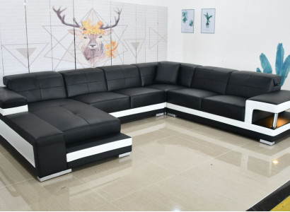 Ledersofa Sofa Modernes Polster Leder Design Ecksofa Couch Textil Wohnlandschaft