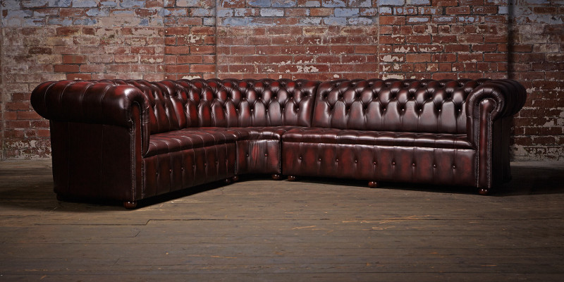 Chesterfield Ledersofa Ecksofa Sofa Polster Eck Sitz Garnitur 100% Leder