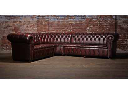 Chesterfield Ledersofa Ecksofa Sofa Polster Eck Sitz Garnitur 100% Leder
