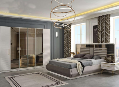 Moderne Schlafzimmer Möbel Designer Doppelbett 2x Holz Nachttische 3tlg