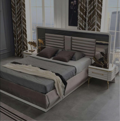 Modernes Doppelbett 2x Nachttische Kleiderschrank Schlafzimmer Set 4tlg
