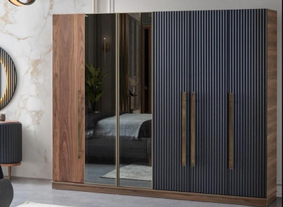 Brauner Kleiderschrank Designer Luxus Möbel Holzschrank Einrichtung Schrank