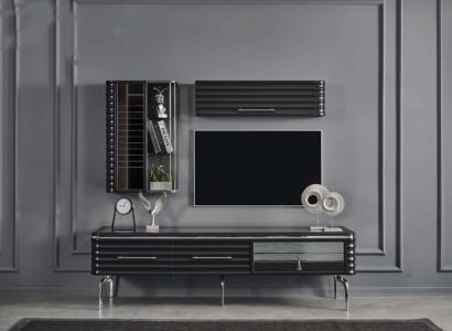Modernes Wohnzimmer Set Designer TV-Schrank Luxus 2x Wandschränke 3tlg