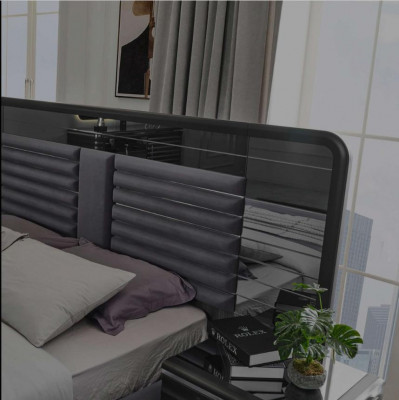 Polsterbett Holz Nachttische Kleiderschrank Designer Schlafzimmer Set