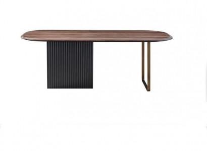 Brauner Holztisch Designer Esszimmer Möbel Halbrunder Edler Esstisch