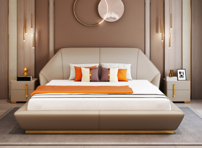 Modernes Weißes Doppelbett Schlafzimmer Betten Designer Möbel Holzgestell