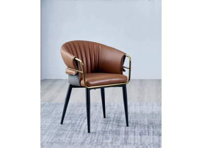Brauner Lederstuhl Designer Esszimmer Möbel Holzstühle Textil Stühle