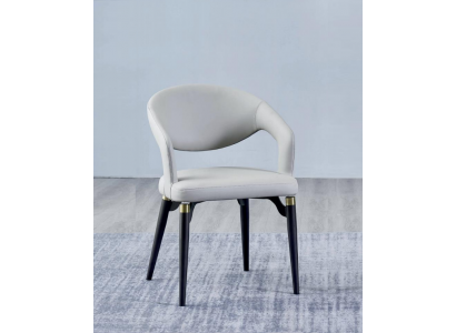 Weißer Esszimmer Lederstuhl Stilvoller Einsitzer Modernes Holzgestell