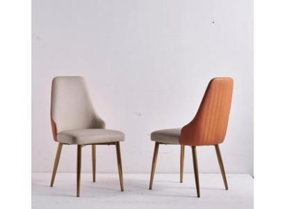 Orange-Beiger Esszimmerstühle Luxus Lederstühle Küchenstuhl Holz Möbel
