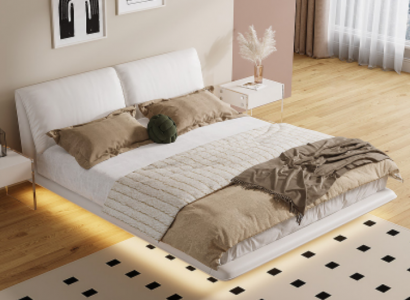 Weißes Schlafzimmer Bett Designer Textilbetten Luxus Holz Doppelbetten