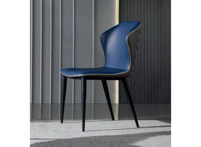 Schwarz-Blauer Esszimmerstuhl Holzfüße Stilvolle Kunstlederstühle Stuhl