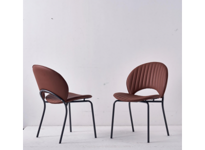 Brauner Esszimmer Stuhl Luxus Lehnstühle Küchenstuhl Leder Holz Stühle
