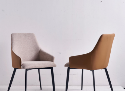 Hellbrauner Esszimmerstuhl Küchenstuhl Edelstahlgestell Holz Stühle