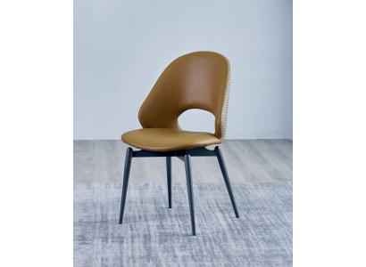 Brauner Lederstuhl Moderner Esszimmer Einsitzer Stilvolle Holz Stühle