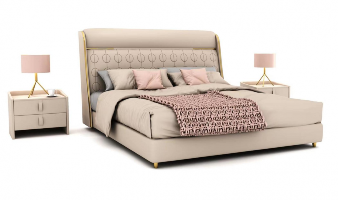 Luxuriöses Beiges Schlafzimmer Bett Stilvolle Schlafzimmer Holz Möbel