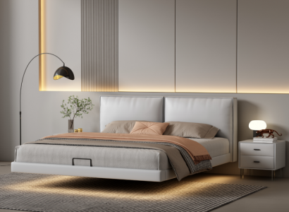 Weißes Schlafzimmer Wandbett Designer Betten Holzgestell Doppelbetten