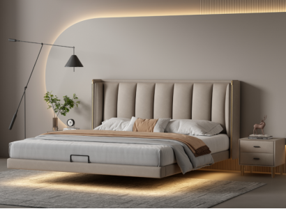 Weißes Schlafzimmer Doppelbett Designer Luxus Möbel Holzgestell Betten