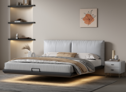 Weißes Schlafzimmer Designer Bett Luxus Betten Leder Doppelbetten Neu