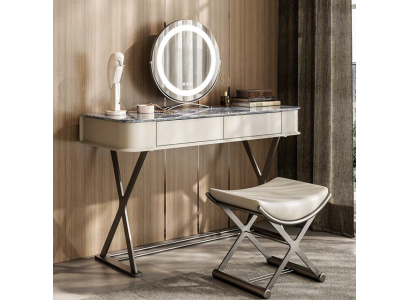 Beiger Schminktisch Design Schlafzimmer Möbel Luxus Holz Schminktische