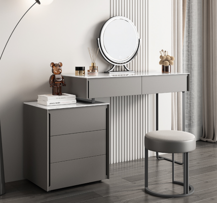 Grauer Schminktisch Designer Schlafzimmer Möbel Holz Luxus Frisiertisch