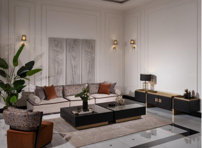 Sofagarnitur Dreisitzer Sessel Couchtische Set 6tlg Grau Wohnzimmer