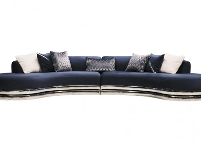 Couch Sofa 5 Sitzer Polstersofa Großes Stoffsofa Blau Moderne Design
